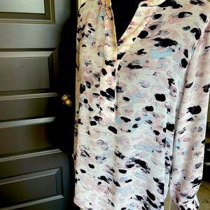 Painterly Sexy & Sophisticated Long Sleeve Tunic Blouse.